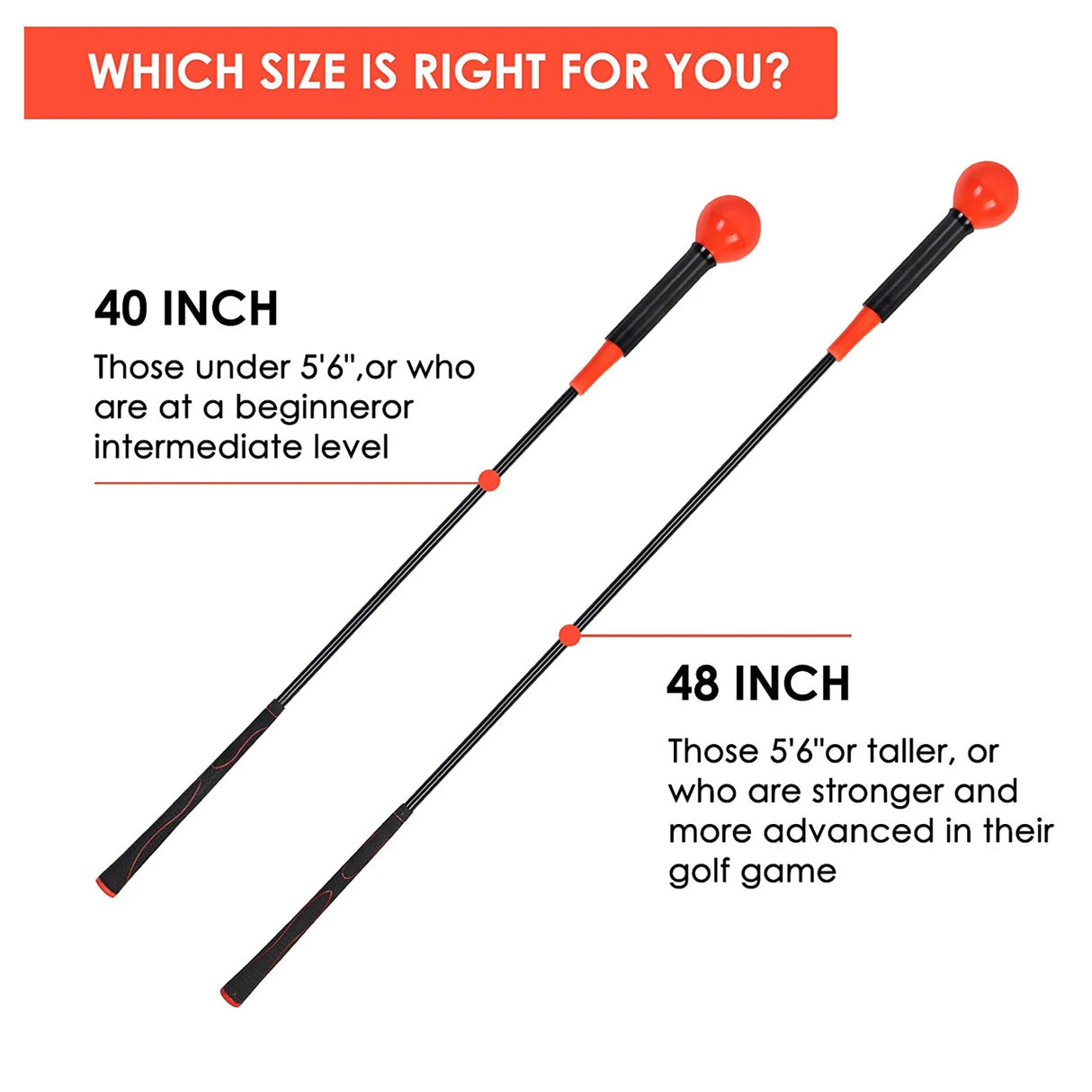 Golf Swing Training Aid – 40/48 Inch Practice Rod & Warm-Up Stick for Swing Tempo, Strength & Flexibility Training