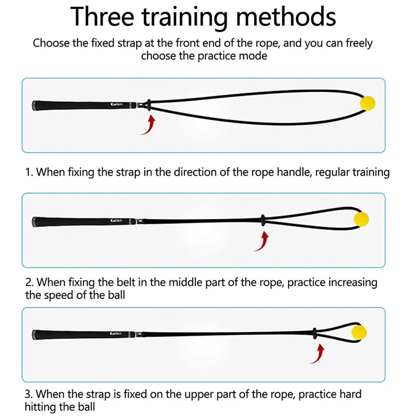 Portable Golf Swing Training Aid Rope – Adjustable Handle Trainer for Posture & Swing Movement Correction | Indoor & Outdoor Use