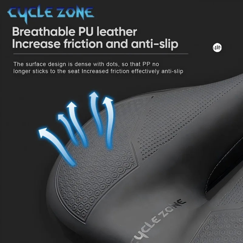 Breathable Hollow Bicycle Saddle – Shockproof PU Leather Cycling Seat