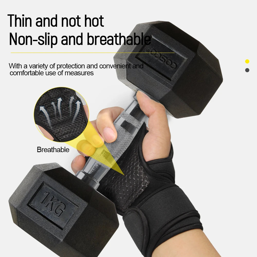 Breathable Workout Gloves with Wrist Wraps – Weightlifting & Gym Gloves for Men and Women