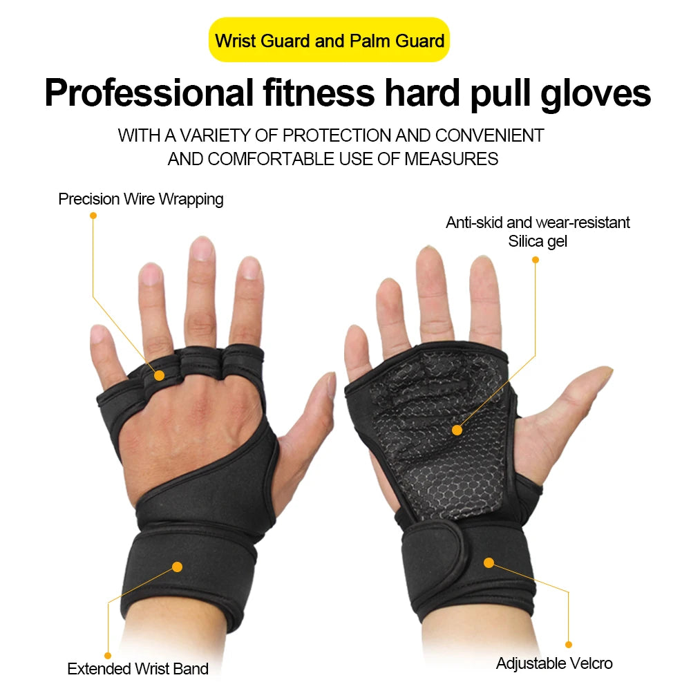 Breathable Workout Gloves with Wrist Wraps – Weightlifting & Gym Gloves for Men and Women
