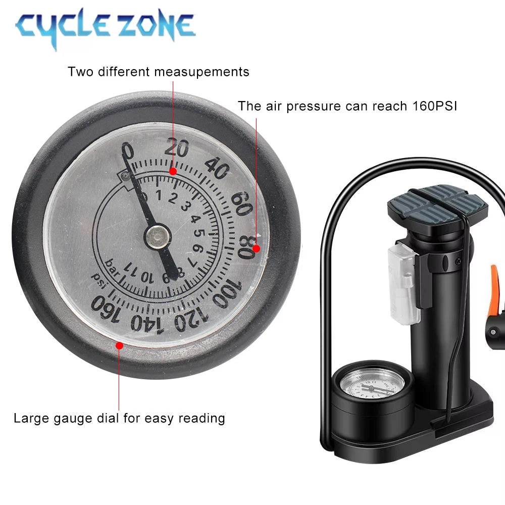 Mini Bike Pump with Pressure Gauge – Portable Foot Pump for Tyres