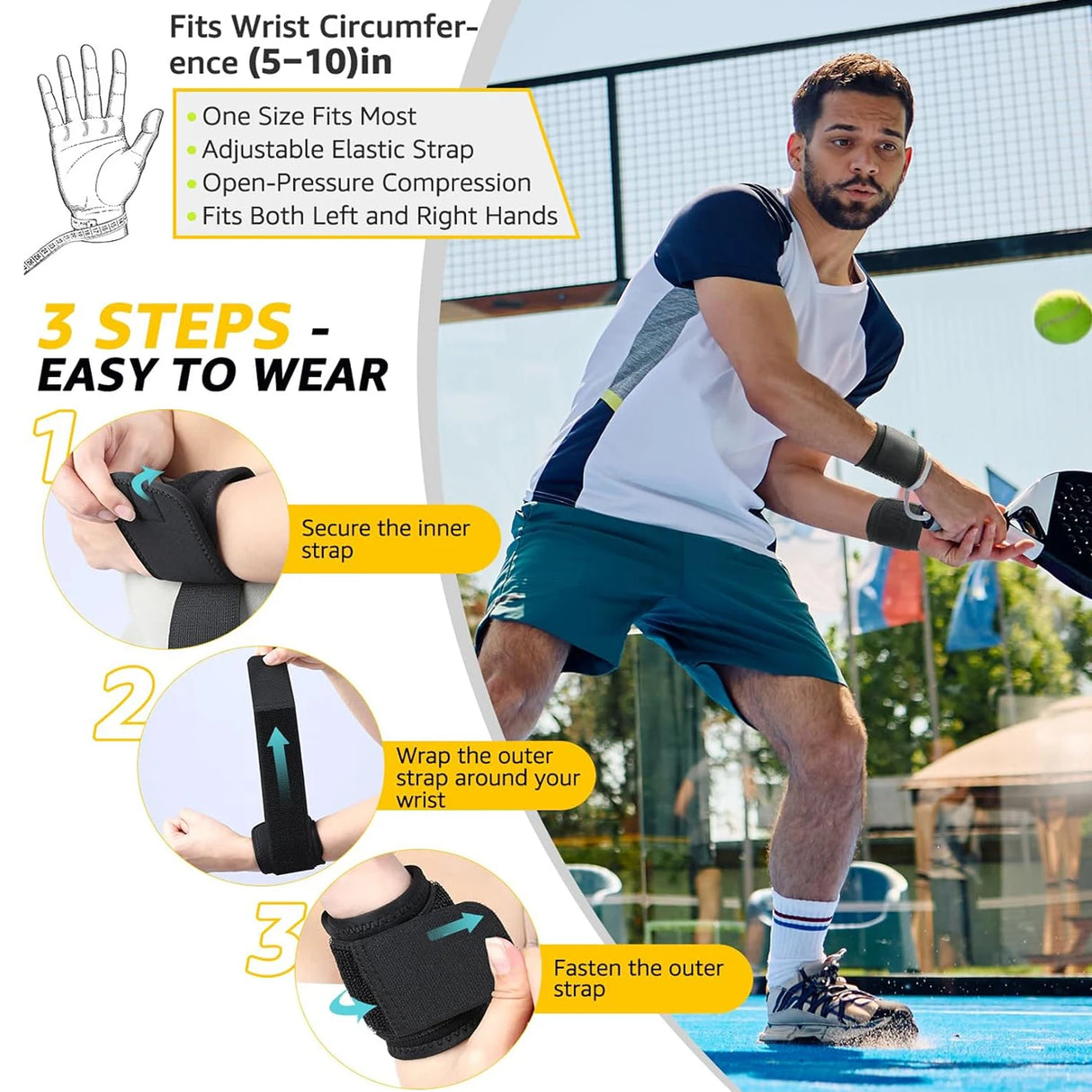 2-Pack Wrist Compression Strap – All-Day Support for Fitness, Weightlifting & Pain Relief