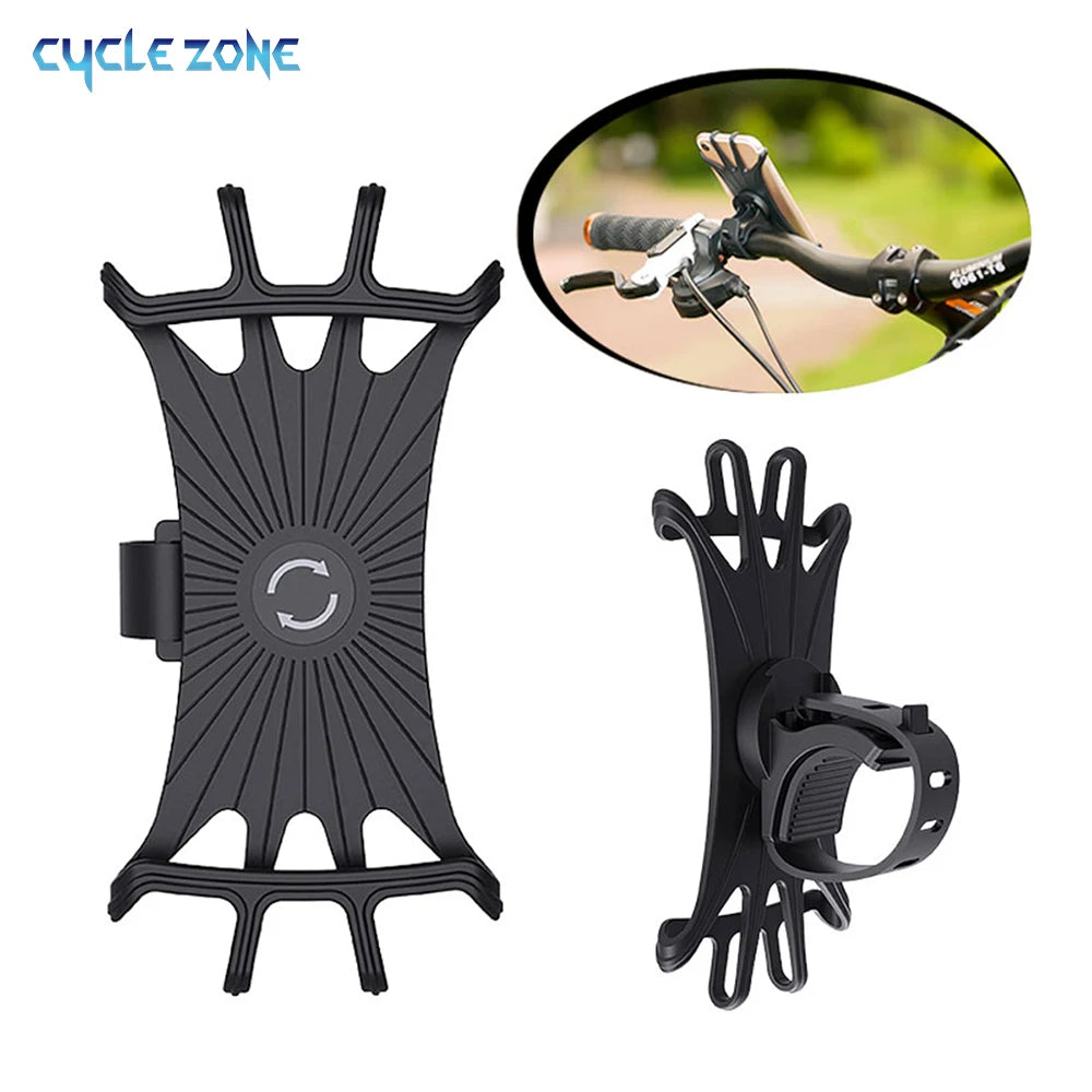 Silicone Bike Phone Holder – 360° Rotatable Universal Mount for 4–6" Phones