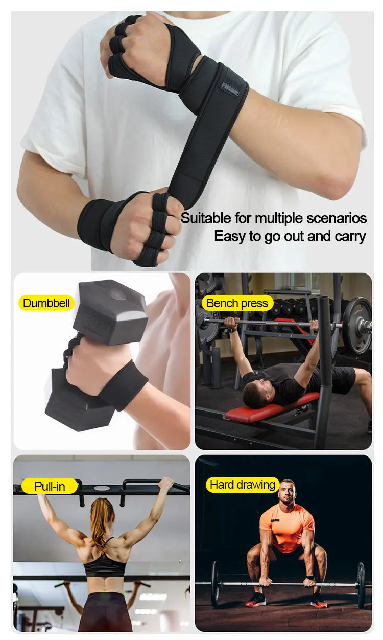 Breathable Workout Gloves with Wrist Wraps – Weightlifting & Gym Gloves for Men and Women