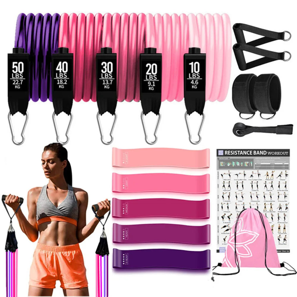 Workout Bar Fitness Resistance Bands Set – Pilates, Yoga & Full-Body Training at Home