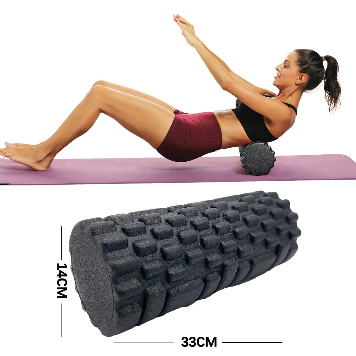 30cm / 33cm Fitness Foam Roller – EPP Yoga & Pilates Massage Roller for Muscle Recovery, Therapy & Home Workouts