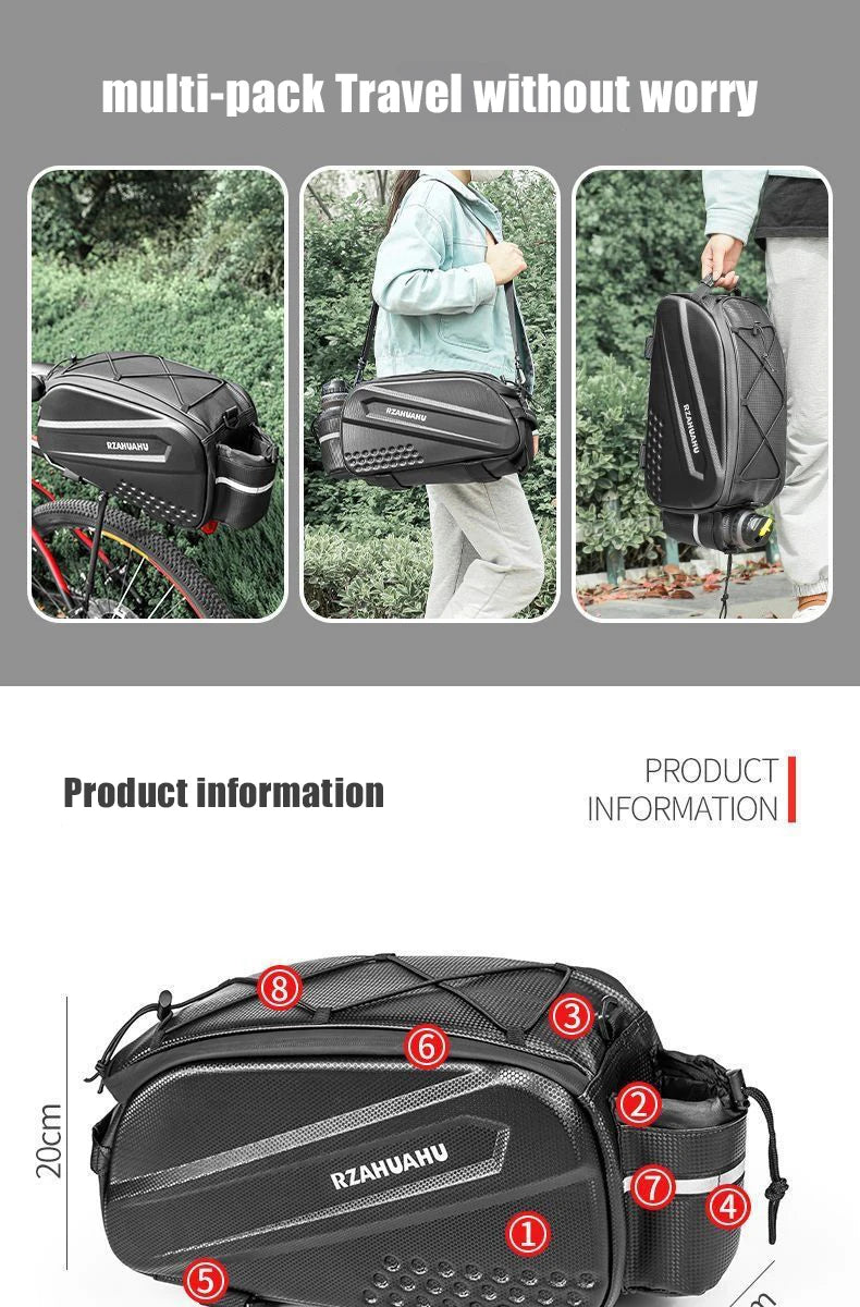 10L Waterproof Bicycle Rear Seat Bag – Large Rack Saddlebag & Shoulder Bag
