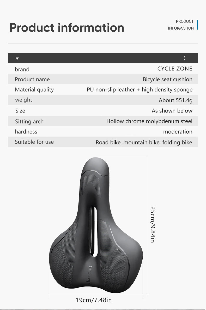 Breathable Hollow Bicycle Saddle – Shockproof PU Leather Cycling Seat