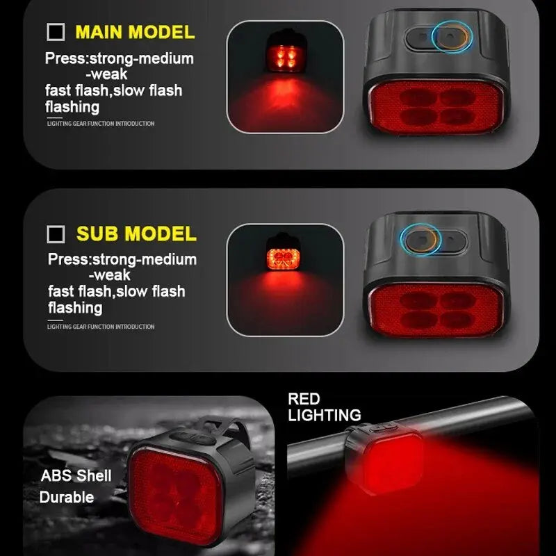 Rechargeable Bike Light Set – Front Headlamp & Rear LED Taillight for Safety