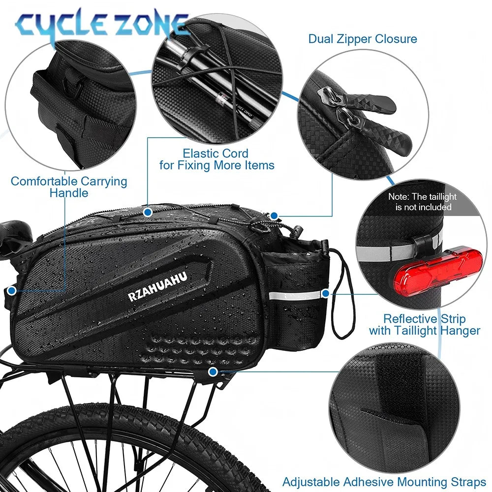 10L Waterproof Bicycle Rear Seat Bag – Large Rack Saddlebag & Shoulder Bag