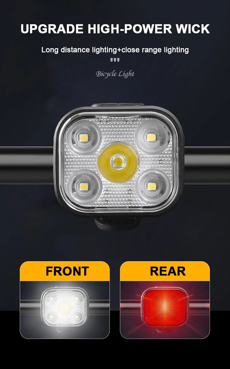 Rechargeable Bike Light Set – Front Headlamp & Rear LED Taillight for Safety