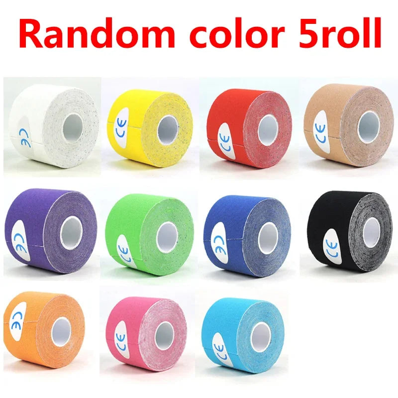 5 Rolls Kinesiology Sports Tape – Athletic Muscle Support & Pain Relief Strapping for Gym, Tennis, Running, Fitness, Knee & Joint Care
