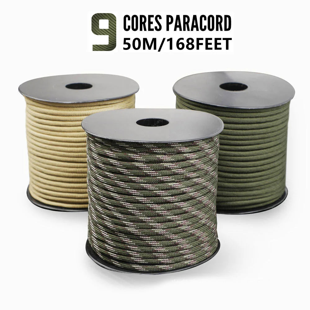 50m 650lb Military Paracord – 9-Strand 4mm Tactical Rope for DIY Bracelets, Lanyards, Dog Collars & Outdoor Gear
