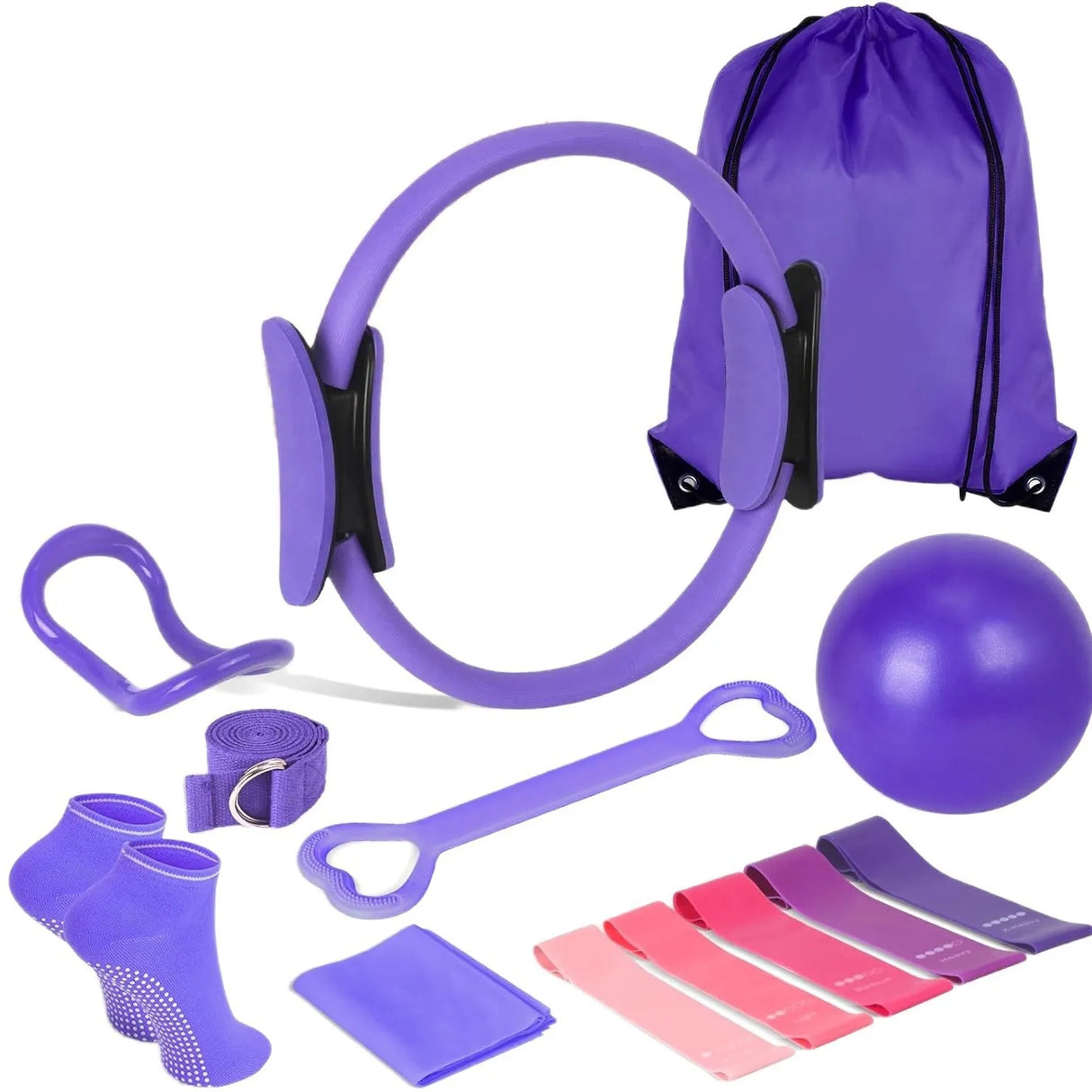13 PCS Pilates Ball & Resistance Band Set – Complete Home Pilates Equipment Kit
