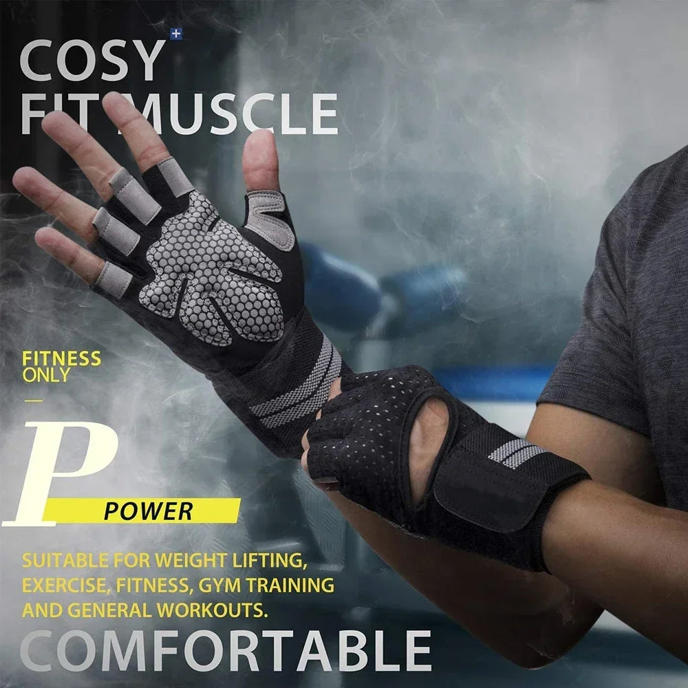Weightlifting Gloves with Wrist Support – Gym Workout Gloves for Heavy Exercise, Bodybuilding, CrossFit & Fitness Training