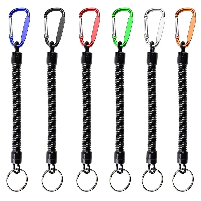Retractable Fishing Hand Rope – Anti-Lost Telescopic Spring Lanyard with Carabiner for Fishing Tools & Tackle Security