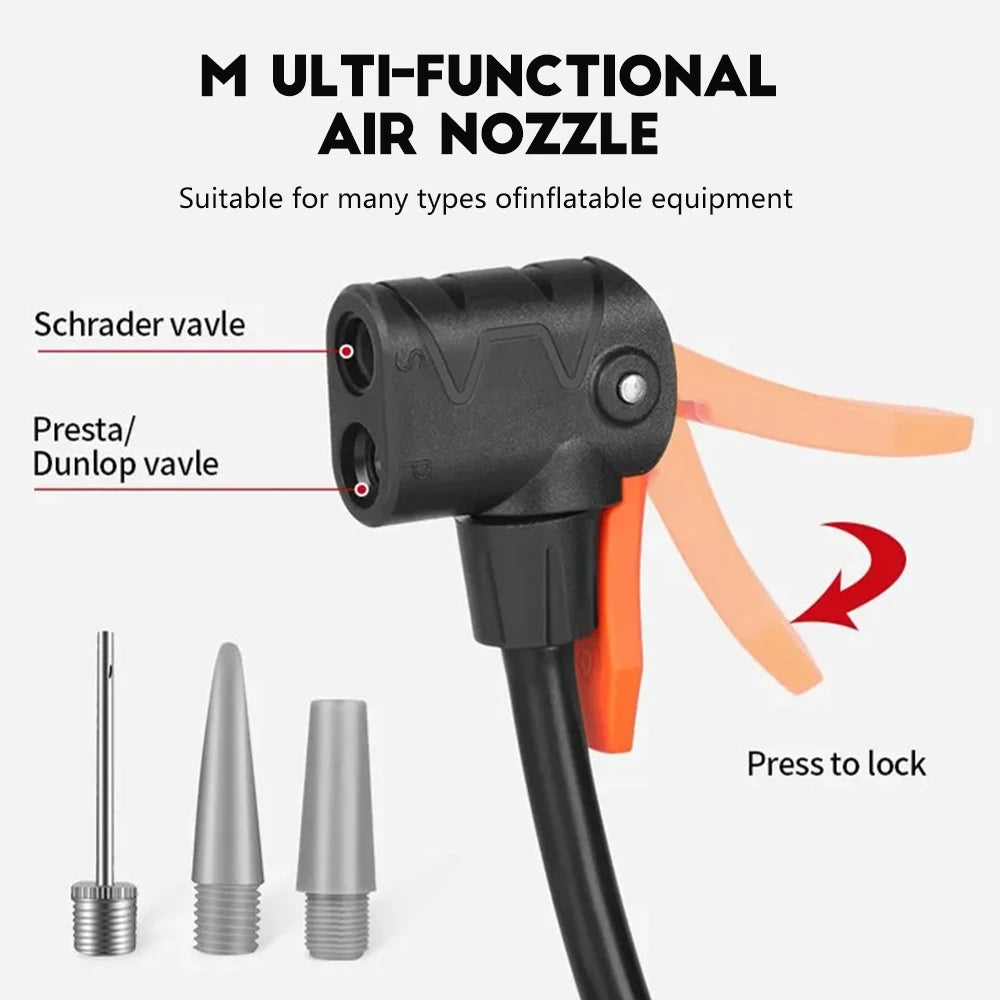 Mini Bike Pump with Pressure Gauge – Portable Foot Pump for Tyres