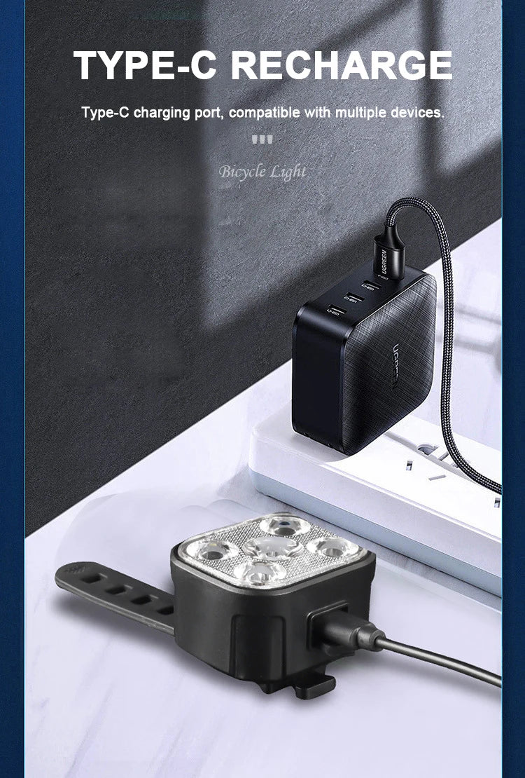 Rechargeable Bike Light Set – Front Headlamp & Rear LED Taillight for Safety