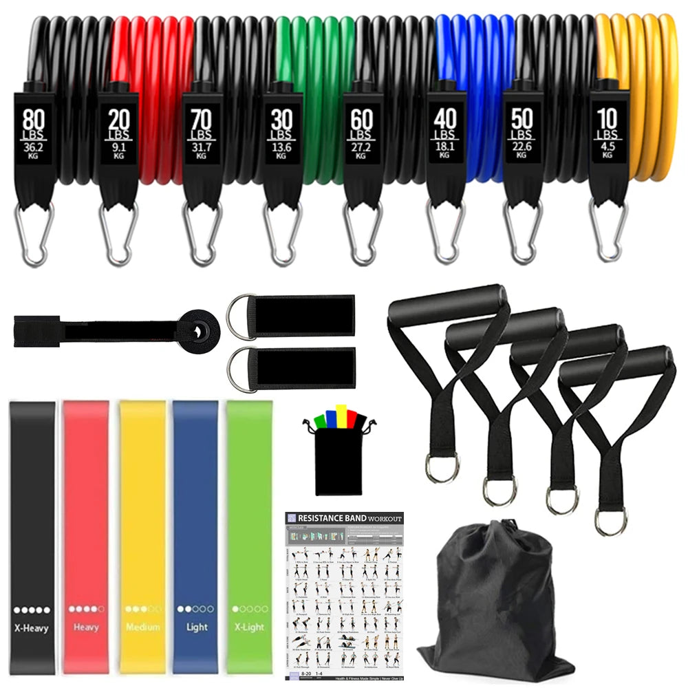 Workout Bar Fitness Resistance Bands Set – Pilates, Yoga & Full-Body Training at Home