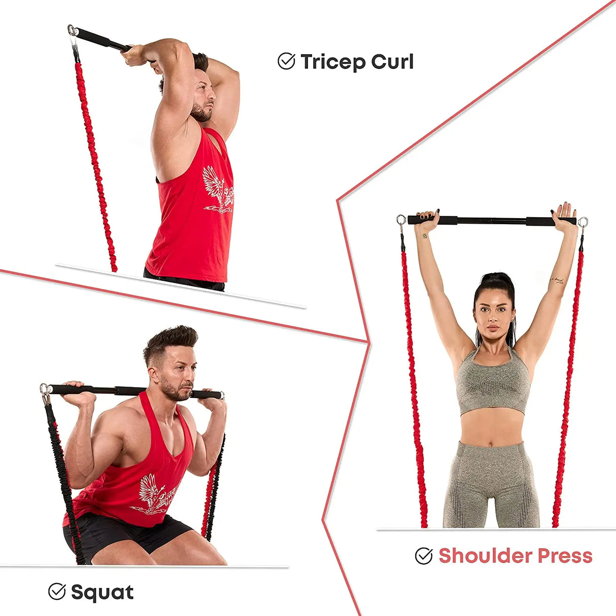 Workout Bar Fitness Resistance Bands Set – Pilates, Yoga & Full-Body Training at Home