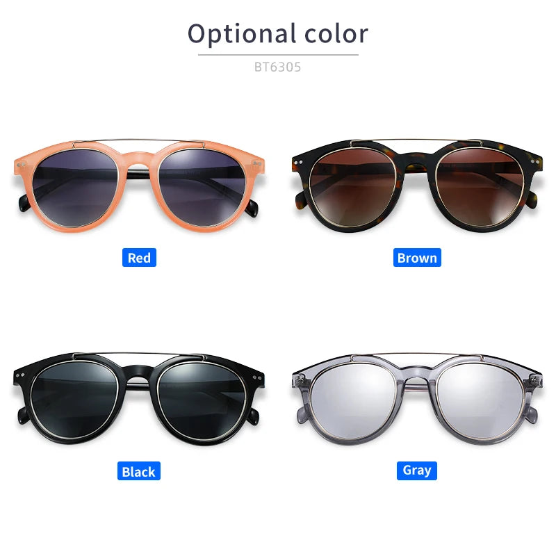 Unisex Double Bridge Round Polarized Sunglasses