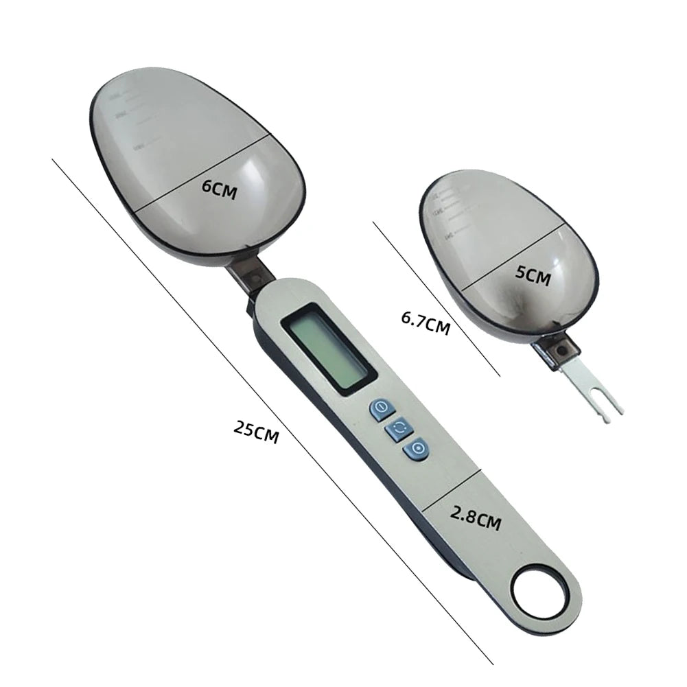 25cm LCD Digital Kitchen Scale with Two Spoon Head Measuring Food