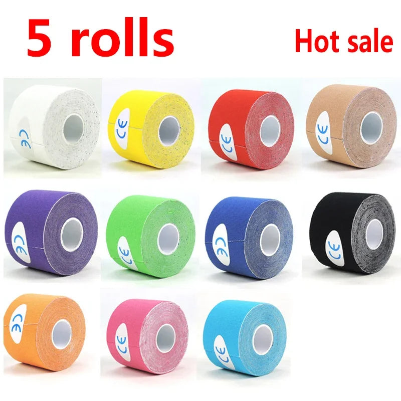 5 Rolls Kinesiology Sports Tape – Athletic Muscle Support & Pain Relief Strapping for Gym, Tennis, Running, Fitness, Knee & Joint Care