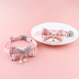 Pet Collar Pink Lace Bow Cat Choker Bell