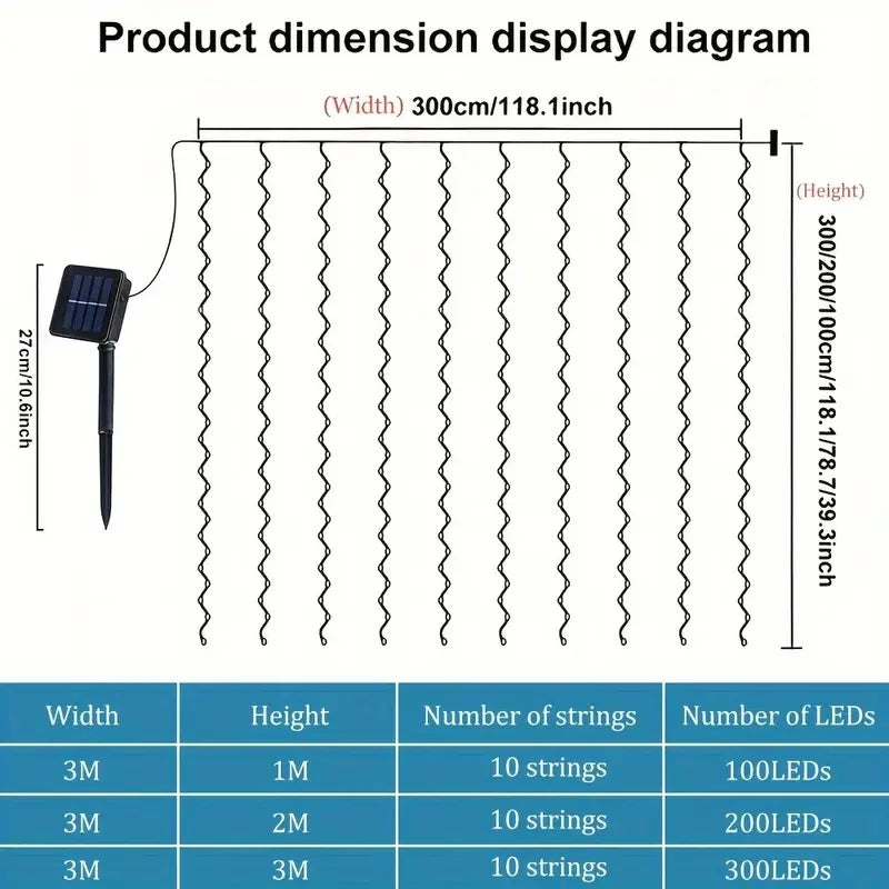 Solar-Powered LED Curtain for Christmas