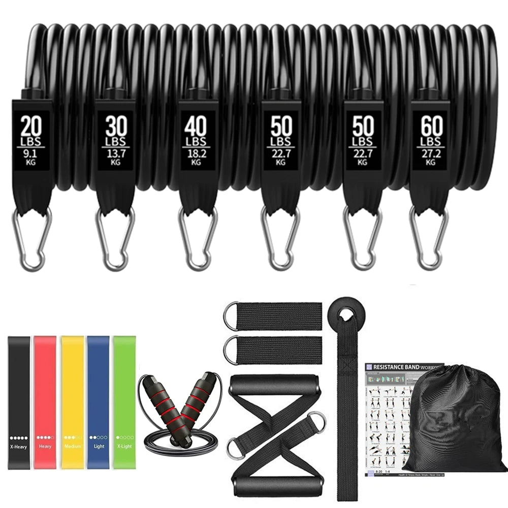 Workout Bar Fitness Resistance Bands Set – Pilates, Yoga & Full-Body Training at Home