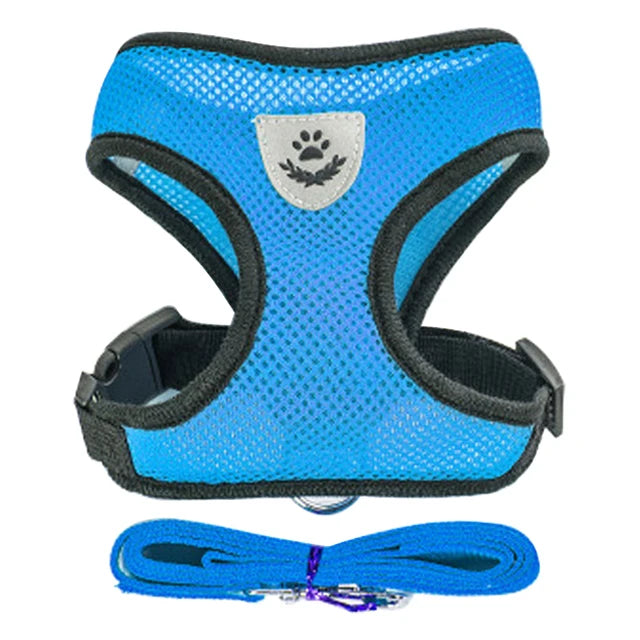 Reflective Breathable Mesh Dog Harness and Leash Set