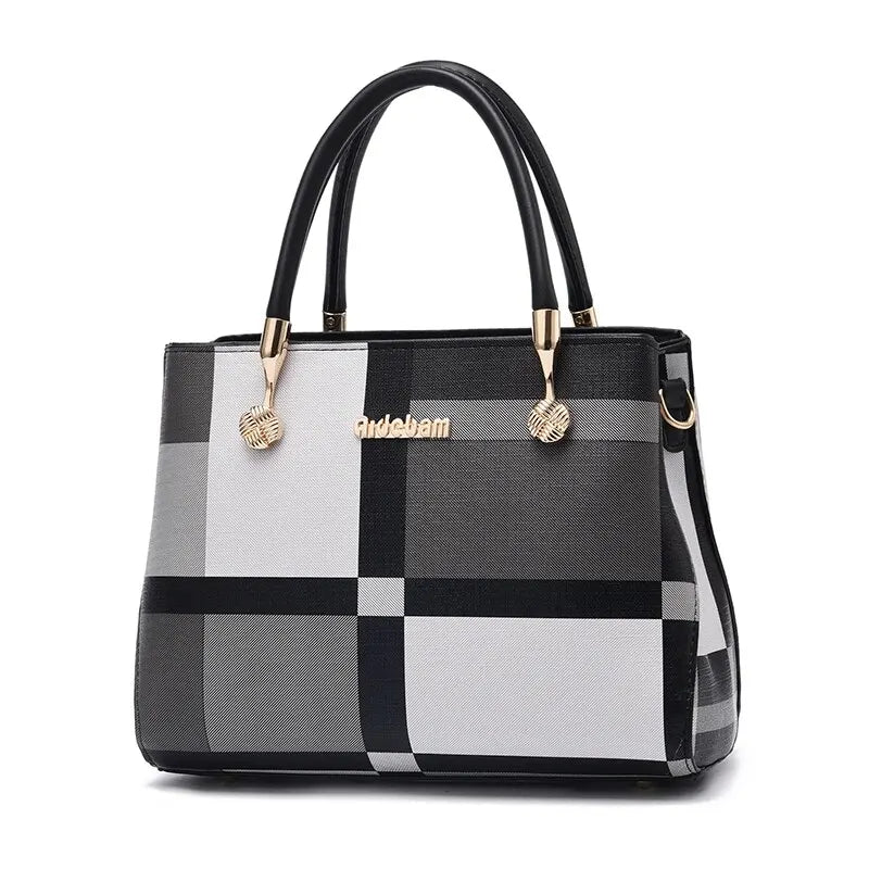 Classic Plaid Pattern Colorblock Shoulder Bag