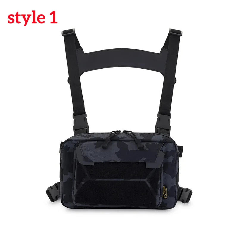 Men’s Camo Fishing Vest Bag – Multi-Pocket Utility Chest Pack for Outdoor Fishing, Hiking & Hunting