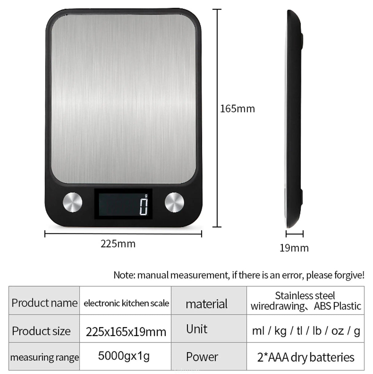 Smart Electronic Digital Kitchen Scale Stainless Steel