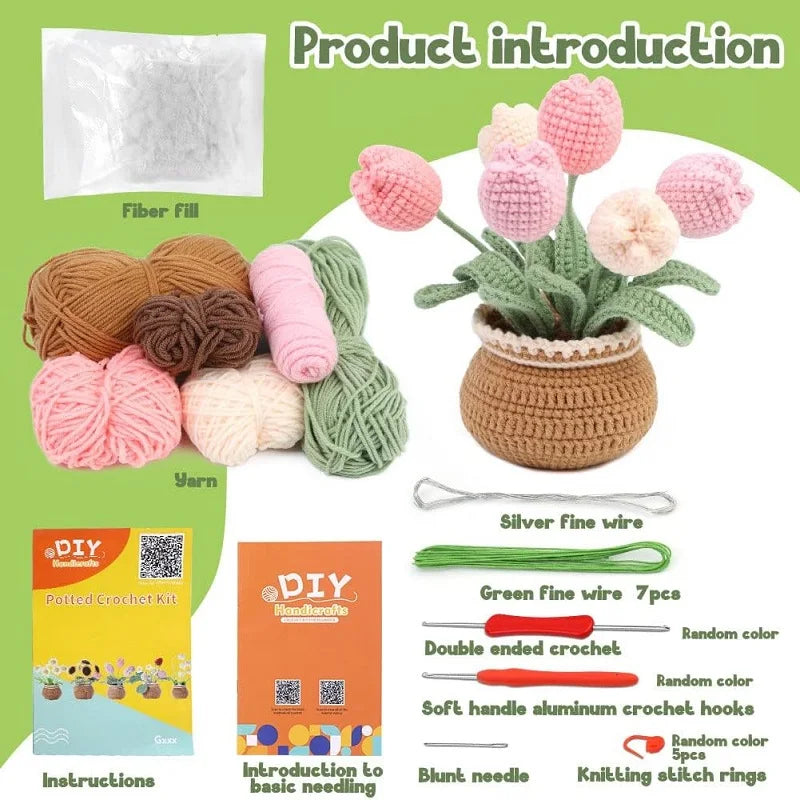 Crochet Knitting Kit With Cotton Yarn Thread