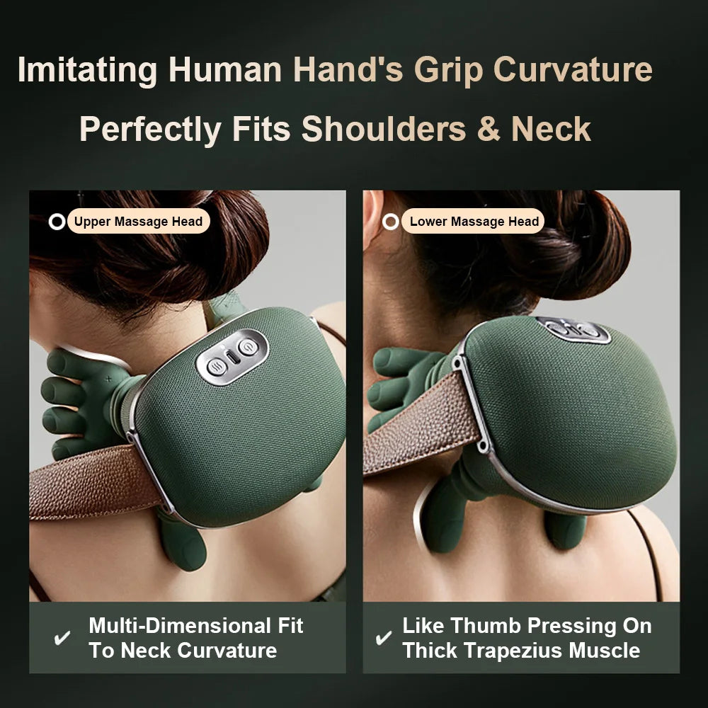 Bionic Neck & Shoulder Massager with Heat – 3-Level Electric Kneading Massage Pillow for Back, Waist, Legs & Body