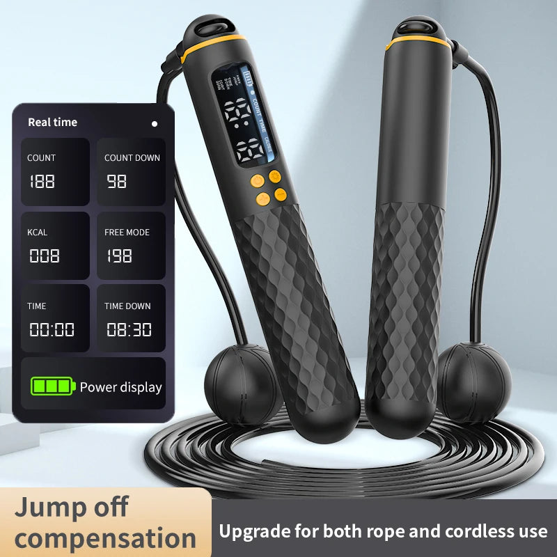 Rechargeable USB Digital Jump Rope Trainer – Adjustable Wireless Rope ...