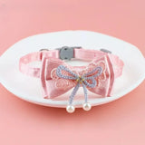 Pet Collar Pink Lace Bow Cat Choker Bell