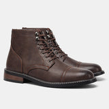 Men Leather Lace Up Boots