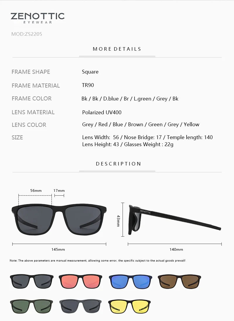 Lightweight Square Polarized Sunglasses for Men